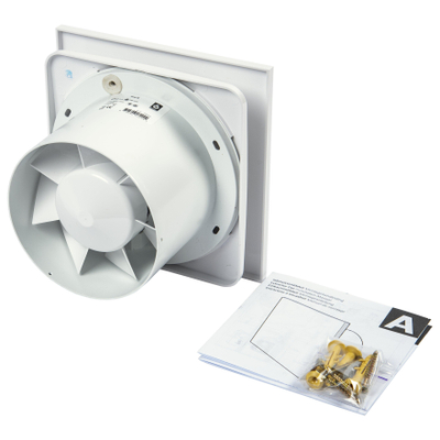 Sanivesk Design ventilator - Ø12.5 - Timer - Op (licht)schakelaar - Vierkant - Wit