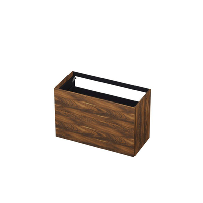 INK P2o Wastafelonderkast - 100x45x65cm - 2 lades - push to open - met rechte opdekfronten - MFC - Noten