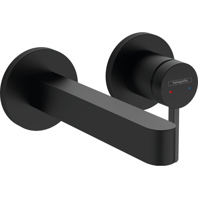 Hansgrohe Finoris 1 greeps wastafelkraan - inbouw - voorsprong 168 mm - met afvoerplug - mat zwart