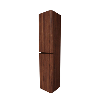 Saniclass Terra Hoge Kast - 170x35x40cm - afgeronde hoeken - 2 deuren - kastanje (walnoot)