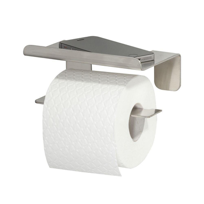 Tiger Colar Porte-rouleau de papier toilette - sans clapet - avec tablette - auto-adhésif - acier inoxydable brossé