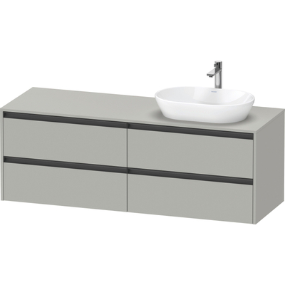 Duravit Ketho.2 Wastafelonderbouwkast - inclusief consoleplaat - met 4 laden - voor waskom rechts - 160x55x56.8cm - met handgrepen antraciet - betongrijs mat