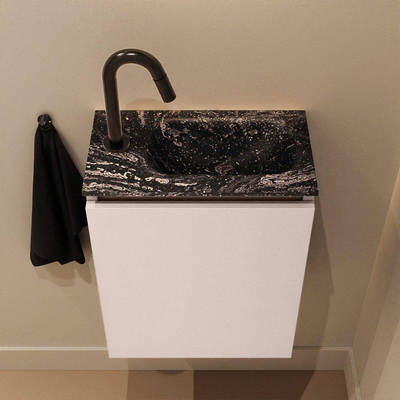 MONDIAZ TURE-DLUX Meuble toilette - 40cm - Rosee - EDEN - vasque Lava - position droite - 1 trou de robinet