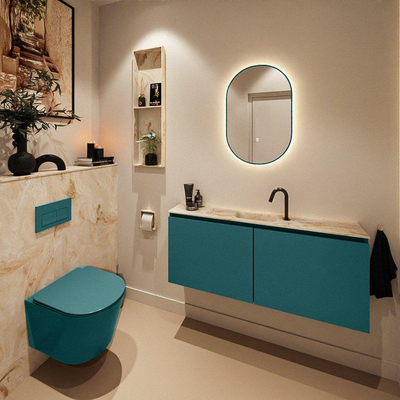MONDIAZ TURE-DLUX Meuble toilette - 120cm - Smag - EDEN - vasque Frappe - position centrale - 1 trou de robinet