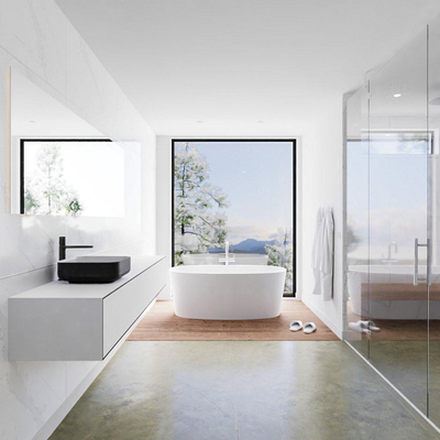 Mondiaz Lagom Meuble salle de bains 200x30.9x45cm Solid Surface Urban 2 tiroirs avec lavabo BINX vasque à poser Gauche 1 trou de robinet