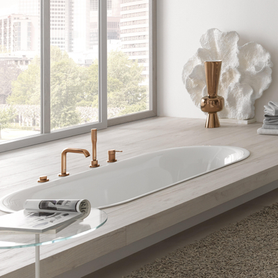 Grohe Essence New Afbouwdeel - voor 4-gats badrandcombinatie - met omstel - inclusief baduitloop - handdouche - doucheslang 200cm - brushed warm sunset (koper)