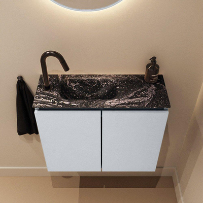 MONDIAZ TURE-DLUX Meuble de toilette 60 cm Clay. Lavabo EDEN Lava position gauche. Avec 1 trou de robinet.