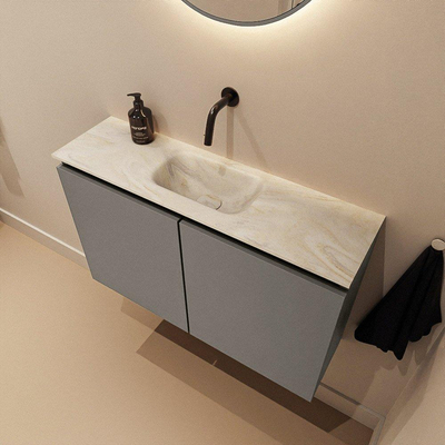 MONDIAZ TURE-DLUX 80cm toiletmeubel Smoke. EDEN wastafel Ostra positie midden. Zonder kraangat.
