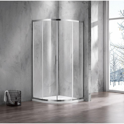 Marenza Casus Cabine de douche - 90x90x200cm - quart de cercle - verre clair - profilé - chrome