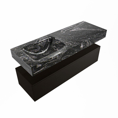 Mondiaz ALAN-DLUX Ensemble de meuble - 130cm - meuble Urban mat - 1 tiroir - Lavabo Cloud Lava suspendu - vasque Gauche - 0 trous de robinet