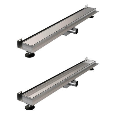 Brauer Caniveau de douche - 80x7.5cm - rebord mural - grille à carreler réversible - inox - inox - inox brossé