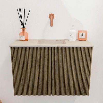 Mondiaz JOYA-DLUX 60cm toiletmeubel - kleur Dusk - Wastafel FAYE positie Midden Zonder kraangat kleur Frappe.