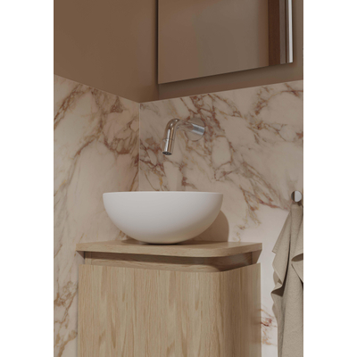 Epoch Meuble de toilette - 36x35x41cm - arrondi gauche - angle droit - 1 porte - plan de toilette - sans trou de robinet - Blanc