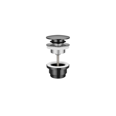 Hotbath Cobber Klickplug - met schroef - rond - PVD - gepolijst zwart