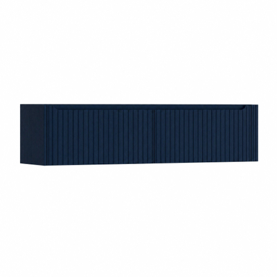 H&R Badmeubelen Juice Wastafelonderkast - 180x45x40cm - rechterhoek afgerond - 3D-front - 2 lades - geïntegreerde greep - blue oak