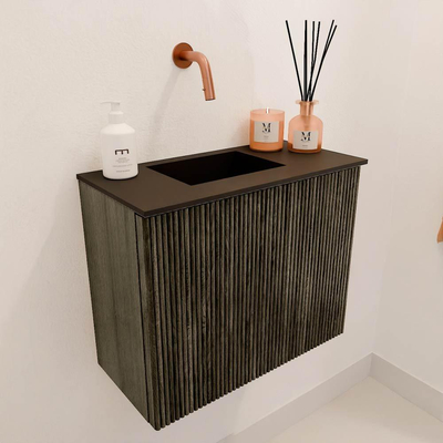 Mondiaz JOYA 50cm meuble de toilette - couleur Shadow - Vasque FAYE position Gauche Sans trou de robinet couleur Urban