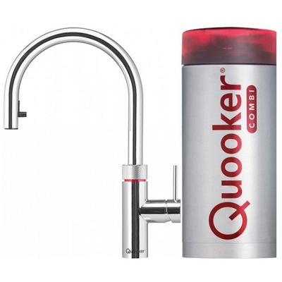 Quooker NL Flex keukenkraan koud, warm en kokend water inclusief uittrekbare uitloop met Combi+ reservoir chroom