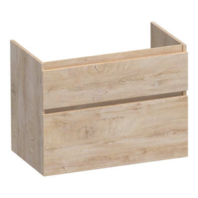 BRAUER Delight meuble sous-lavabo - 80x46x60cm - 2 tiroirs à fermeture en douceur - sans poignées - 1 découpe pour siphon - Forest Wheat