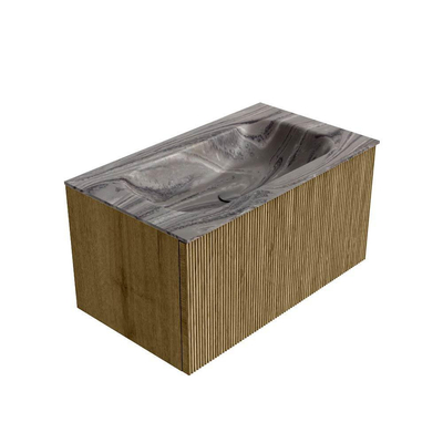 MONDIAZ KURVE-DLUX 80cm badmeubel kleur Dusk met 1 lade en 0 deuren. Wastafel BIG SMALL Midden zonder kraangat Sombra.