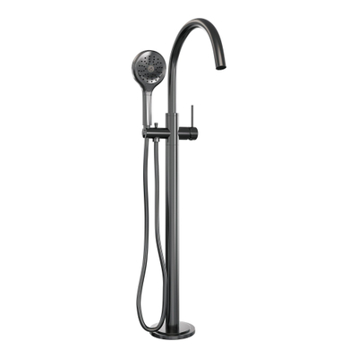 BRAUER Stripe Mitigeur de baignoire sur pied - SET 02 - Douchette à main 3 positions - Flexible de douche - gunmetal brossé PVD