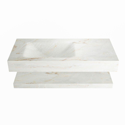 Mondiaz ALAN-DLUX Ensemble de meuble - 100cm - meuble Frappe mat - 0 tiroirs - Lavabo Cloud Frappe suspendu - vasque Gauche - 1 trou de robinet