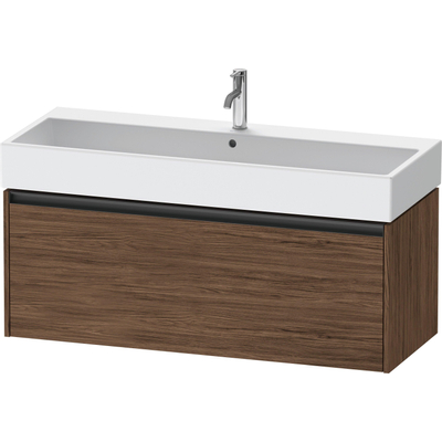 Duravit Ketho 2 meuble sous-lavabo avec 1 tiroir pour lavabo simple 118,4x46x44cm avec poignée anthracite noyer foncé mat