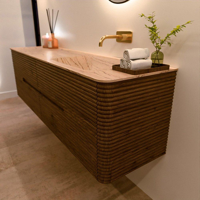 Mondiaz CIRO-DLUX Meuble de salle de bains - 170x45x50cm - Plan vasque Solid surface Arena - 1 vasque à droite - sans trous de robinet - 4 tiroirs - Dusk