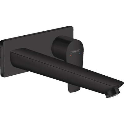 Hansgrohe Talis e Eengreeps wastafelmengkraan - afbouwdeel - voor wandmontage plaat - voorsprong 225 mm en PushOpen - afvoerplug - mat zwart