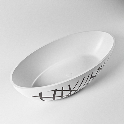 MONDIAZ HOLM DESIGN Baignoire autoportante - 180x85cm - Dark Grey / Talc