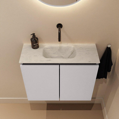 MONDIAZ TURE-DLUX meuble de toilettes 60 cm Cale. EDEN lavabo Opalo position milieu. Sans trou de robinet.