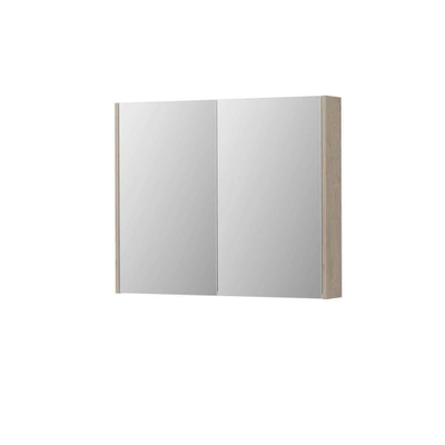 INK SPK2 armoire de toilette – 90 x 74 x 14 cm – 2 portes, portes-miroir double face – Chêne Ivoire