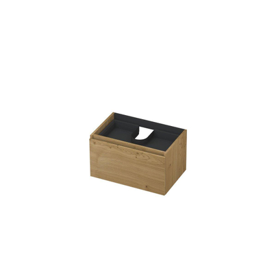 INK fineer meuble sous-lavabo 70x45x40cm 1 tiroir avec tiroir intérieur sans poignée avec cadre tournant en bois mdf natur
