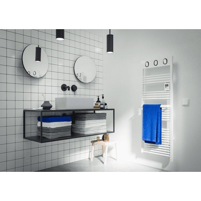 Sauter marapi2 radiateur sèche-serviettes électrique 1500w avec ventilateur 1000w thermostat blanc avec programme hebdomadaire fonction boost
