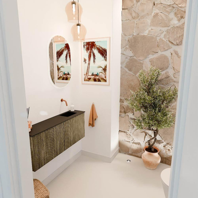 Mondiaz JOYA 100cm toiletmeubel - kleur Dusk - Wastafel FAYE positie Rechts Zonder kraangat kleur Urban.