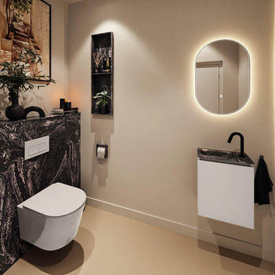 MONDIAZ TURE-DLUX 40cm toiletmeubel Linen. EDEN wastafel Lava positie links. Met 1 kraangat.