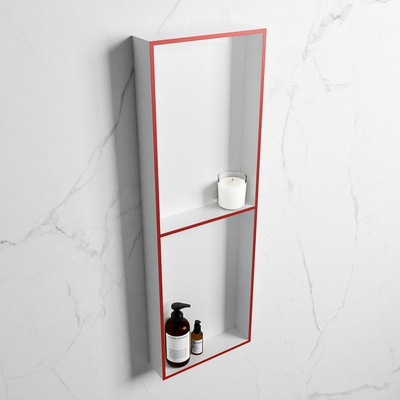 Mondiaz Easy nis 29.5x149.5x8cm voor Inbouw/opbouw 2 open vakken Solid surface Talc/Fire