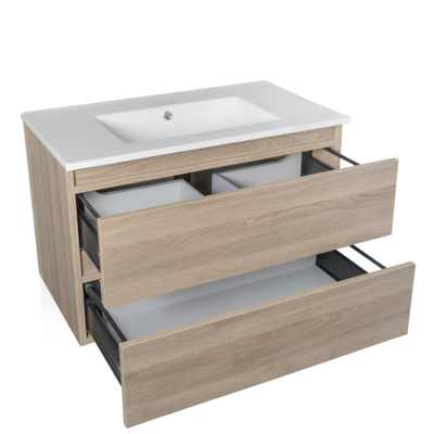 BRAUER Solution ensemble salle de bains 80x52x45.5cm avec lavabo en céramique 1 trou pour robinet Legno Calore