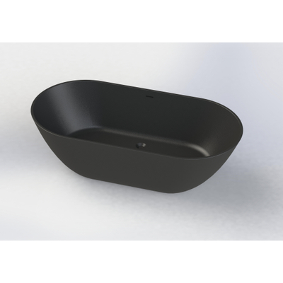 Arcqua Cusco baignoire autoportante 165x83x55cm marbre coulé Noir mat