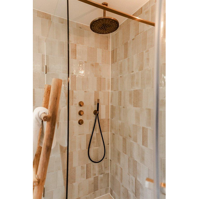 Hotbath Cobber Robinet douche encastrable thermostatique avec 2 robinets d'arrêt horizontal Laiton brossé