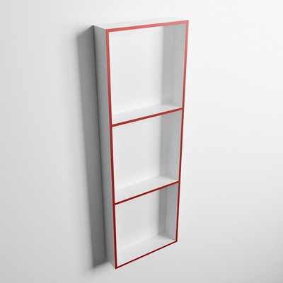 Mondiaz Easy nis 29.5x89.5x8cm voor Inbouw/opbouw 3 open vakken Solid surface Talc/Fire