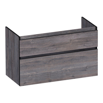 BRAUER Delight Edge wastafelonderkast 100 2 softclose lades - greeploos - 1 sifon uitsparing - Driftwood
