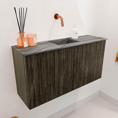 Mondiaz JOYA-DLUX 80cm toiletmeubel - kleur Shadow - Wastafel FAYE positie Midden Zonder kraangat kleur Sombra.