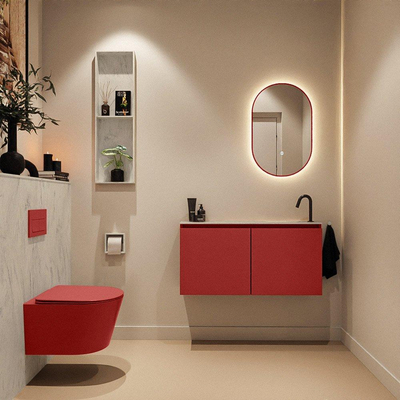 MONDIAZ TURE-DLUX Meuble WC 100 cm Fire. EDEN vasque Opalo position droite. Avec 1 trou de robinet.