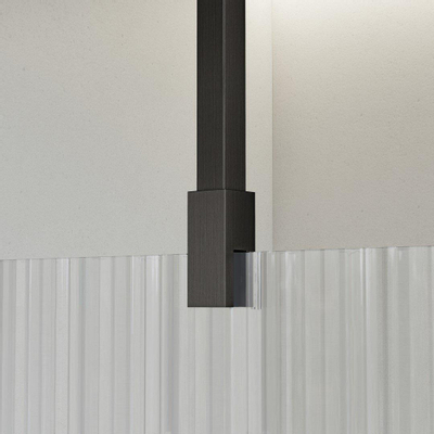 FortiFura Galeria Douche à l'italienne - 100x200cm - Verre nervuré - Bras plafond - Gunmetal brossé (anthracite)