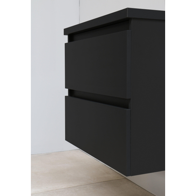 Basic Bella Meuble lavabo acrylique avec 1 trou de robinet 60x55x46cm Flat Pack Noir mat