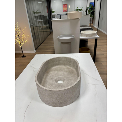 Ideavit Rock Waskom 40x28x12cm ovaal concrete beton beige