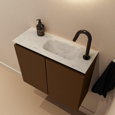 MONDIAZ TURE-DLUX 60cm toiletmeubel Rust. EDEN wastafel Opalo positie rechts. Met 1 kraangat.