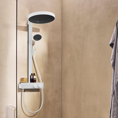 Hansgrohe RainFinity ensemble de douche pluie apparent – thermostatique – douche de tête Ø 36 cm – douchette 2 jets – blanc mat