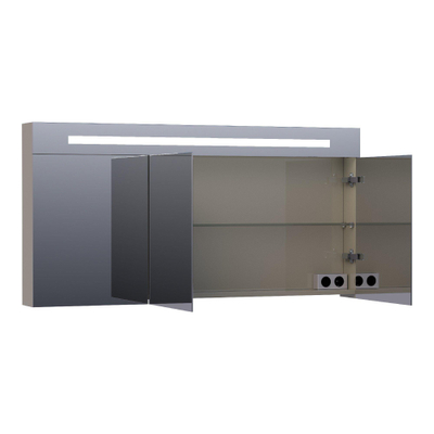 BRAUER Double Face Armoire toilette 140x70x15cm avec 3 porte et éclairage LED taupe