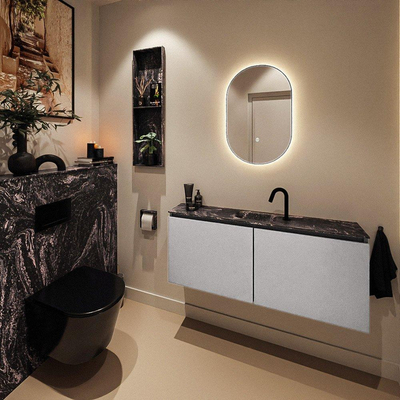 MONDIAZ TURE-DLUX meuble WC 120 cm Plata. Lavabo EDEN Lava position milieu. Avec 1 trou de robinet.